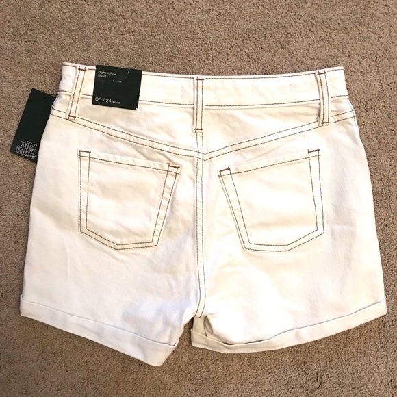 Wild Fable White Denim Shorts NEW Womens Size 00 High Waist 24 High Rise - Picture 3 of 13